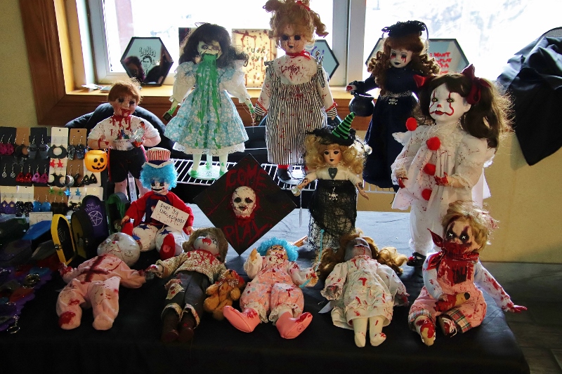 Homemade scary dolls sold at the Paranormal Conference